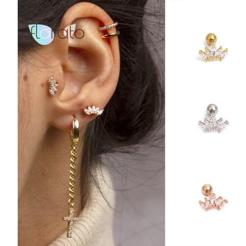 Exquisite Crown Stud Earrings For Women 925 Sterling Silver Ear Needle Earrings Wedding Party Jewelry Gift Accessories