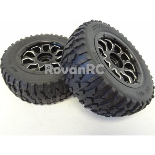 Rovan LT305 Truck Tires on Aluminum Wheels HPI Baja 5T 5SC King Motor LOSI 5IVE