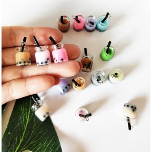 10pcs/lot 22*11mm Simulation Imitated Milk Tea Glass Bottle Charms Pendant Resin Earring Findings Charms For DIY Jewelry Making
