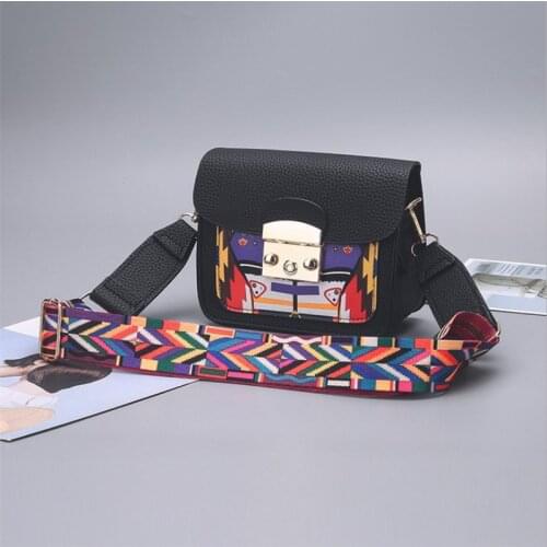 ACELURE Panelled Hard Pu Leather Women Shoulder Bag Colorful Wide Strap Crossbody Bags Fashion All-Match elegant Ladies Flap
