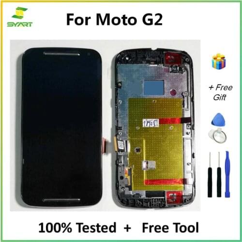 SYART For Motorola Moto G2 G 2 2nd Gen XT1063 XT1064 XT1068 XT1069 LCD Display Touch Screen Digitizer With Frame Assembly +Tools