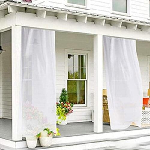 Garden White Curtains Tulle Modern Curtains for Outdoor/Terrace/Living Room Transparent Curtains Window Polyester waterproof