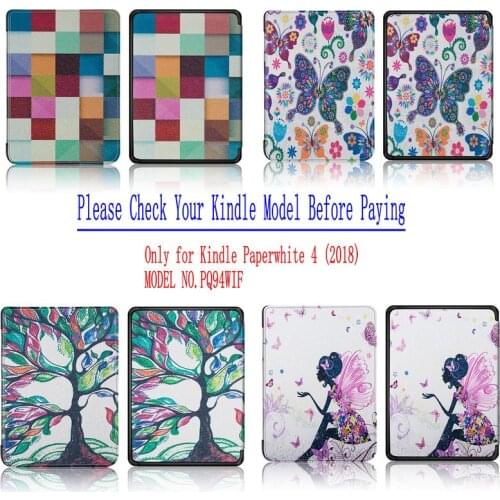 Smart Cover Painted Case for amazon Kindle Paperwhite 4 for Paperwhite4 (2018) e-book reader pattern case for Model PQ94WIF