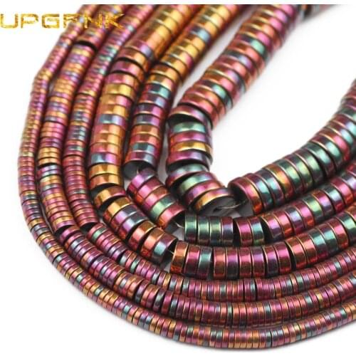 UPGFNK 3/4/6/8mm Natural Stone Rose Red Flat Round Hematite Coin Spacer Loose Beads For Jewelry Making Diy Bracelet Accessories