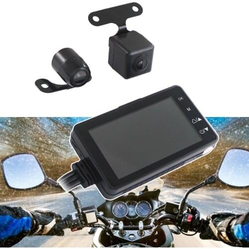 Motorcycle 1080P HD Dual Lens DVR Dash Cam 32GB Waterproof Front Rear View Outdoor Camera Video Recorder Night Vision Wide Angle
