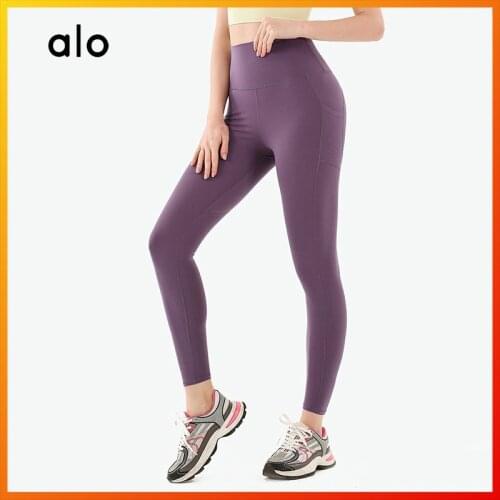 Alo Yoga New Womens Leggings Squat Push-ups Gym Fitness Clothes Running Sports Pants Shaping Sexy High Elasticity Peach hip
