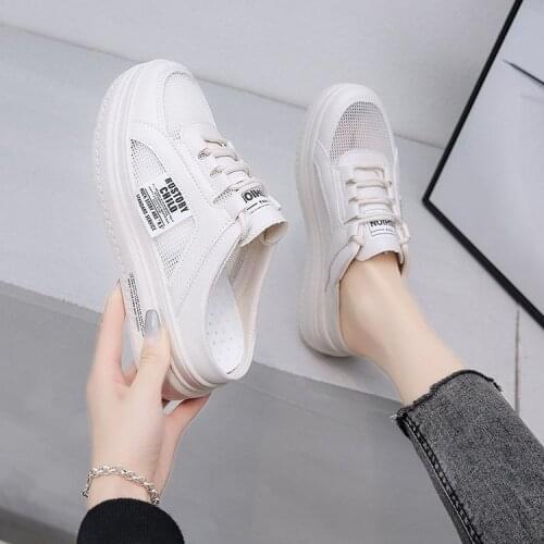 New Spring and Summer Womens Slippers 2021 Breathable Mesh Outside Wear Lazy Height Thick Bottom