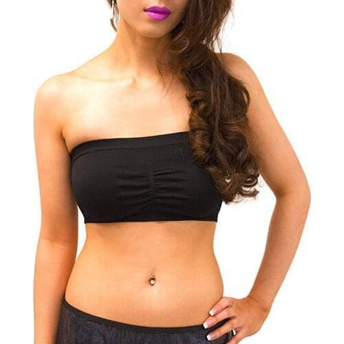 2020 Summer Sexy Solid Color Off Shoulder Bandeau Cropped Tube Tops Strapless Bra Ladies Cotton Bandeau Tops Slim Camis