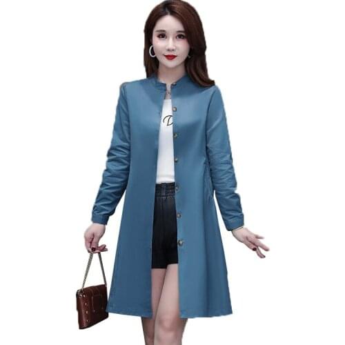 2021 Women Trench Coat Female Spring Windbreaker Mujer Feminina Fashionabl Stand-up Collar Windbreaker Thin Spring Autumn Top5XL