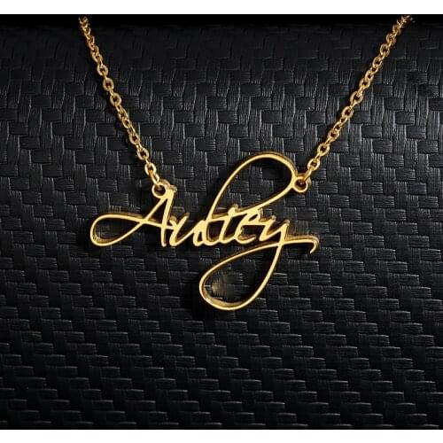 Custom Name Necklace Scriptina Font Necklace For Women Gold stainless steel Chain Chokers Birthday Gifts collares de moda 2019