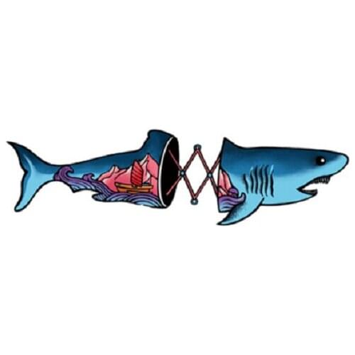160MM×45MM Cover Tattoo Sticker Waterproof Male Toy Shark Childlike Ukiyo-e Simulation Personality Sticker