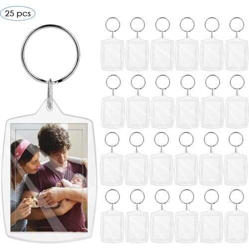 25pcs Photo Insert Keychain Transparent Acrylic Blank Photo Keyrings Advertising Designer Software Ps Theme Acrylic Key Ring