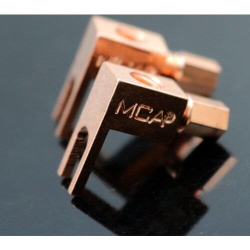 4pcs Hi-End MCA Pure red copper plated right angle spade plug audio L shape banana plug spade plug