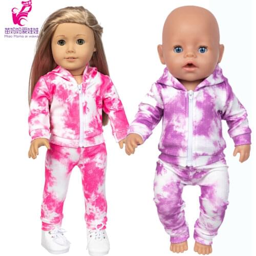 43 Cm Baby Doll Hoodie Sweater 18 Inch American Og Girl Doll Clothes Tie Dye Coat Girl Gifts Doll Outfits