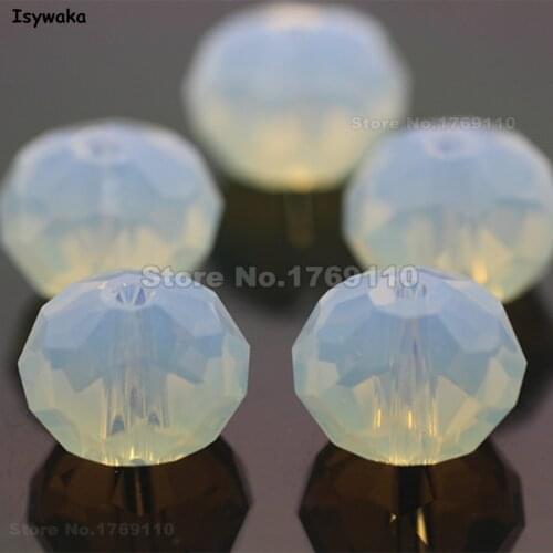 Isywaka Milky White Color 10*12mm 70pcs Rondelle Austria faceted Crystal Glass Beads Loose Spacer Round Beads for Jewelry Making
