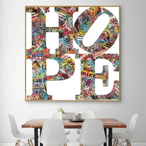 Abstract Graffiti HOPE Word Art Canvas Painting Modern Colorful Poster and Print Wall Art Pictures for Living Room Decor Cuadros