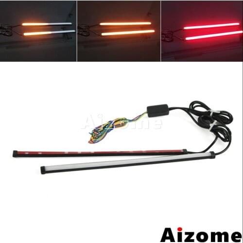 Car 29cm Sequential LED Strip Red Light Motorcycle Switchback Strobe Dual Tail Light Stop Light w/ Flowing Amber Turn Signals