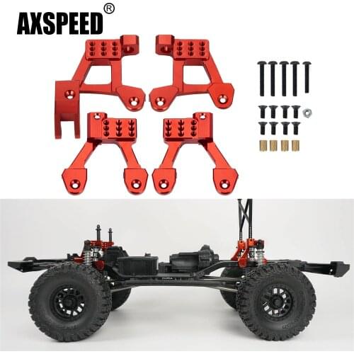 AXSPEED 4pcs CNC Aluminum Rear & Front Shock Damper Towers Mount for Axial SCX10 II 90046 90047 1/10 RC Crawler Car Upgrade Part