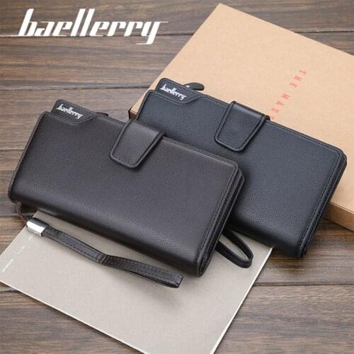 Baellerry Luxury Brand Men Wallets High Quality Card Holder Male Purse Zipper Large Capacity Money Bag PU Leather Wallet For Men