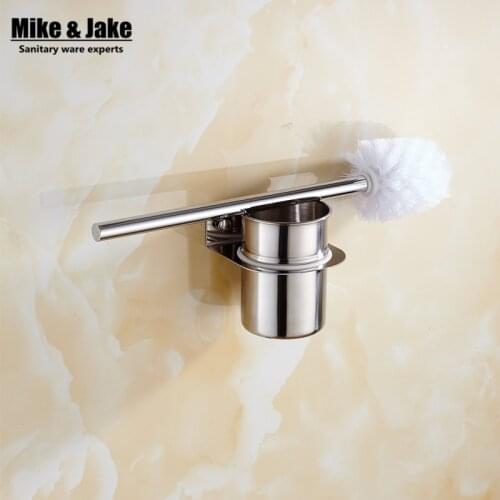 Free shipping 304 Bathroom brush holder set Solid Stainless steel 304 Chrome Finished Toilet brush Holer Rack bathroom brush