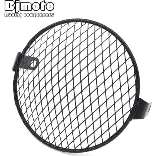 BJMOTO 6.5" Retro Motorcycle Grill Side Mount Headlight lamp Cover Mask Cafe Racer Motorcycle lamp protect Grill