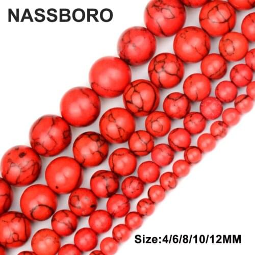 Top Quality Red Natural Stone Beads Round Ball round Spacer Loose Beads For Necklace Bracelet Charms Handmade Jewelry Making Diy