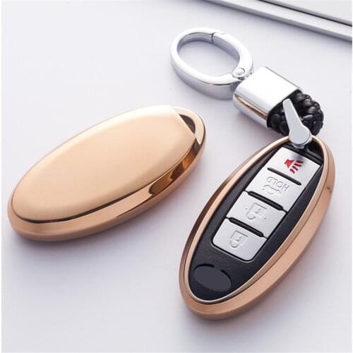 TPU Car Key Case for Nissan Qashqai j10 j11 Key Accessories PU Leather Braid Woven Rope Keychain Ring Holder Car Accessories