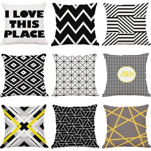 Black and White Colorful Wave Cushion Cover Geometric Throw Pillow Case for Home Chair Sofa Decoration Square Pillowcases