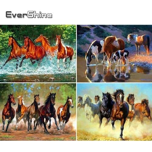 Evershine 5D Diamond Mosaic Full Display Horses Diamond Embroidery Sale Animals Pictures With Rhinestones Diamond Art Home Decor