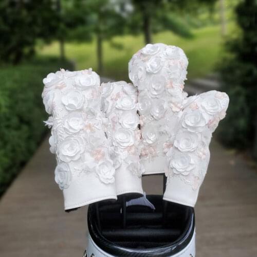 Golf Club Wood Headcovers#1#3#5 Flower Fairy Driver Fairway Woods cover PU Leather Head Covers Set Protector Golf Accessories