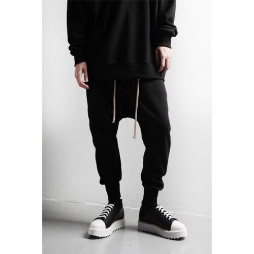 Ins Europe and the United States simple high street ro style loose rope mens sports leisure Harem Pants