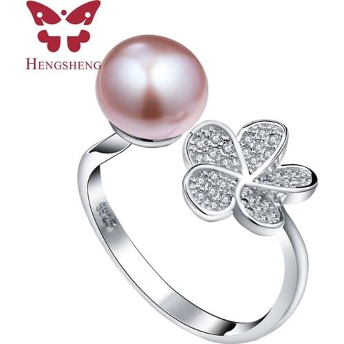 Fine 8-9mm light freshwater natural pearl flowerl ring bread round for ladies wedding bands rings for women 925 Silver jewelry
