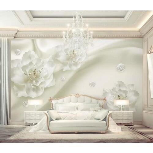 Beautiful silk flower European style 3d stereo TV background wall wallpaper for walls 3 d for living room