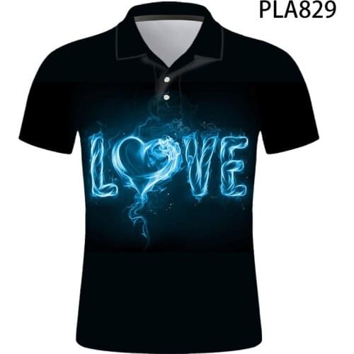 Summer Polo Homme Love 3D Printed Polo Shirt Men Fashion Streetwear Casual Ropa De Hombre Harajuku Short Sleeve Ropa