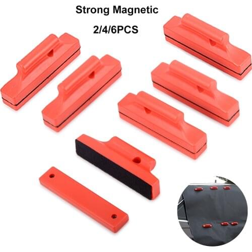 FOSHIO 2/4/6PCS Strong Magnetic Gripper Car Magnet Holder Window Tint Carbon Film Fix Squeegee Vinyl Wrapping Car Accessories