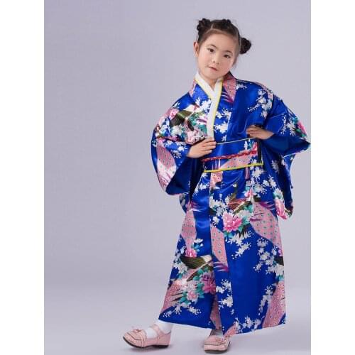 Fashion Toddler Infant Kids Baby Girls Satin Printed Outfits Clothes Kimono Robe Yukata Dress Japanese Traditional Costume#g4