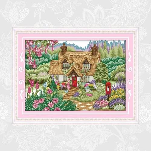 Flower cottage Cross Stitch kits Counted Printed Canvas 14CT 11CT Cross-stitch DIY Handmade Embroidery Sets Needlework Crafts