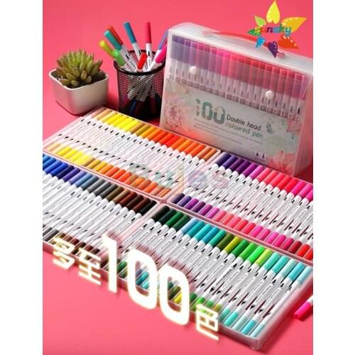 36/48/60/80/100 color Double headed Soft head watercolor brush set student kindergarten hand painted graffiti brush art supplies