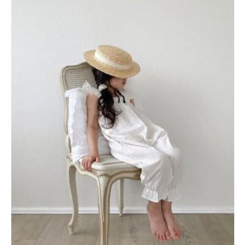 2021 new boys girls ruffles overalls summer cotton fashion kids pants