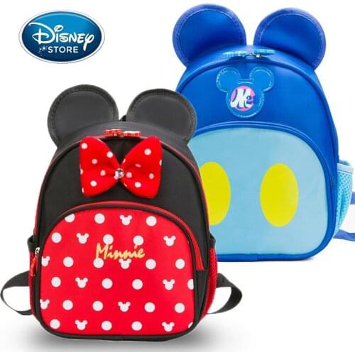 New Disney Mickey Mouse Children’s Kindergarten Schoolbag Minnie Ear Bow Girl Backpack 2-5 Years Old Cute Cartoon Mini Bag