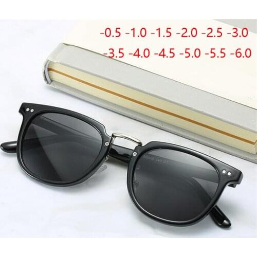 New Rivets Oval Finished Myopia Sunglasses Men Polarized Fashion Gray Lens Nearsighted Sun Glasses Women 0 -0.5 -1.0 To -6.0