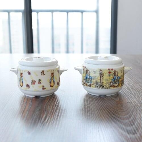 The single cover stew stew bone nest with cover ears ceramic water stew bone soup trumpet liner