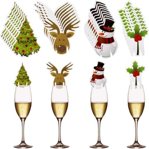 10pc Christmas Cup Card Christmas Decoration Santa Hat Wine Glass Decor Xmas Tree Ornaments Home Party Decor New Year Gift 2022