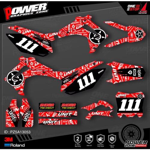 PowerZone Custom Team Graphics Backgrounds Decals 3M Stickers Kit For HONDA 2014-2017 CRF250R 2013-2016 CRF450R 053