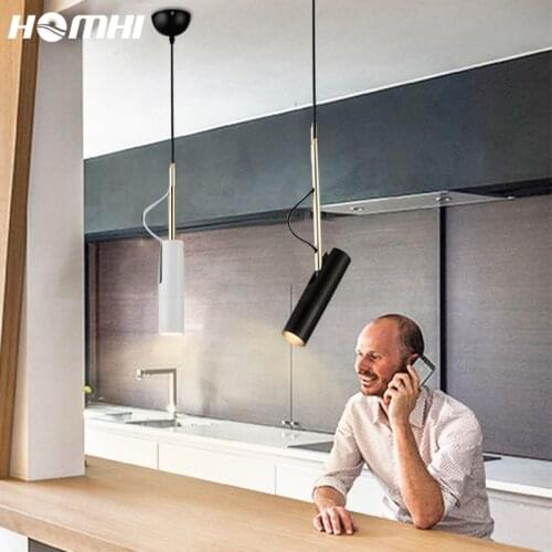 Nordic Long Tube Pendant Lights Kitchen Island Fixture Hanging LED Spot Lighting Direction Adjustable White Black Living Room 22