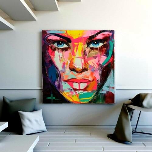Portrait Abstract Face Woman Artwork Wall Art Living Room Wall Decor Canvas Painting Print Knife Paint Dropship Christmas Gift