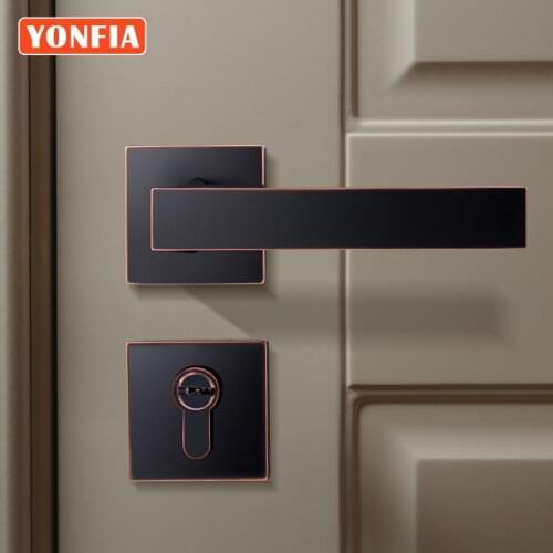 YONFIA 8034 Square Privacy ORB Hot Sale Black Door Handle for Interior Door Hardware Mortise Lever Door Handle for Home Door