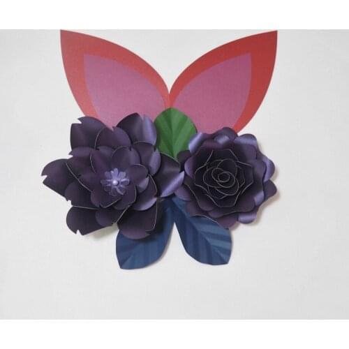 DIY Giant Paper Flowers Artificial Rose Fleurs Artificielles Backdrop 2pcs+ 3 Leave + 2 Ears Wedding Nursery Decor With Video