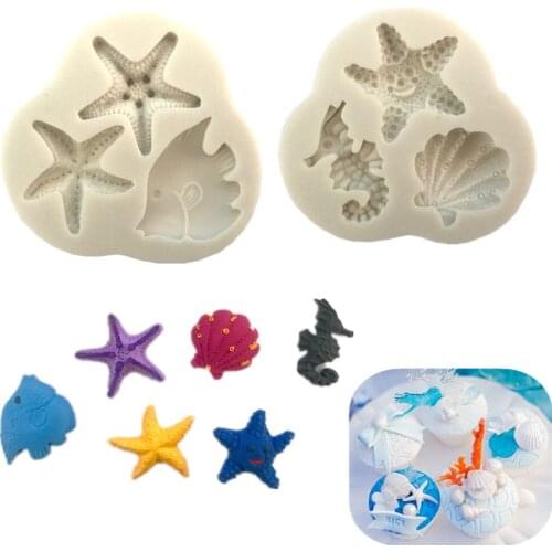 Tropical Fish/Starfish Fondant Cake Silicone Mold Chocolate Candy Molds Cookies Pastry Biscuits Mould DIY Cake Baking Tools
