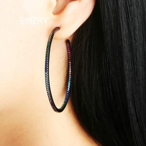 SINZRY hot elegant party jewelry colorful cubic zirconia trendy oval big dangle earrings female costume jewellery